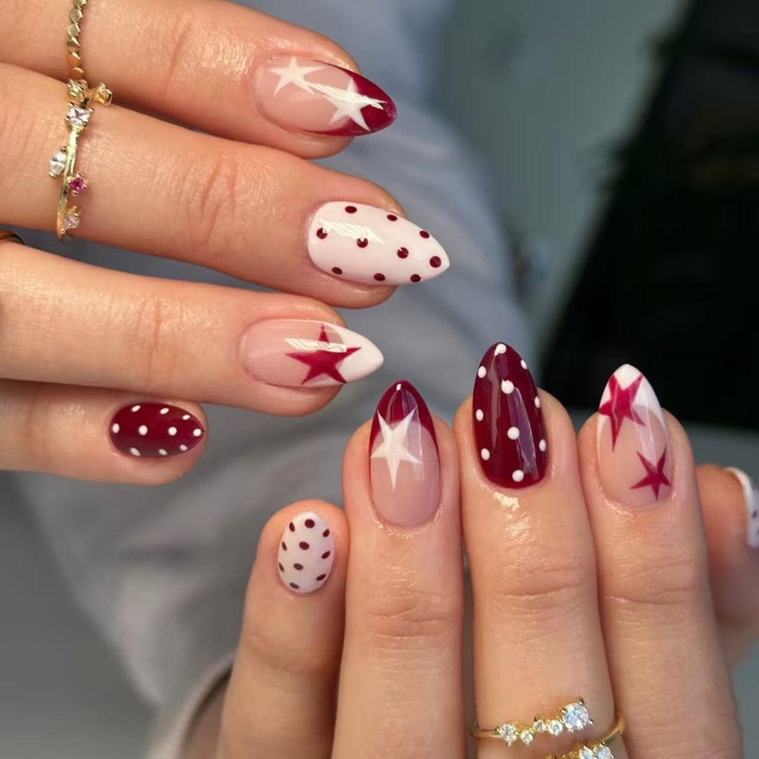 Artistic Star and Dot Press-On Nail Tips Bowlift
