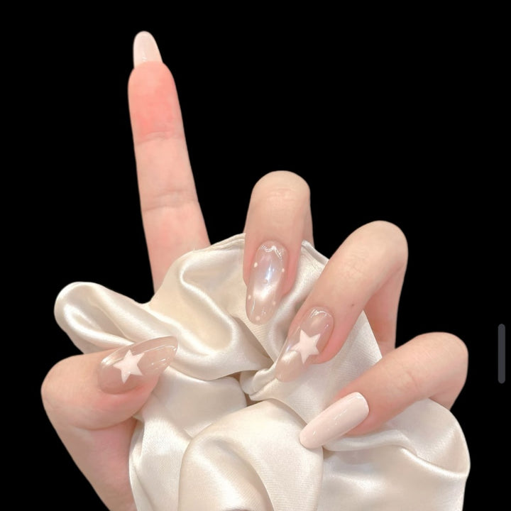 Decorative Press-On Nail Art Set with Star Accents Bowlift