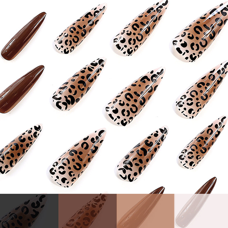 Artistic Stiletto Nail Extensions with Leopard Design Bowlift