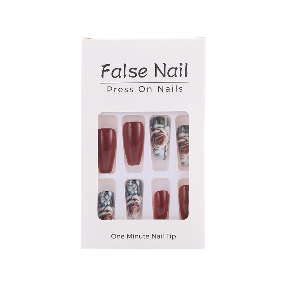 Artificial nails with romantic rose pattern Bowlift