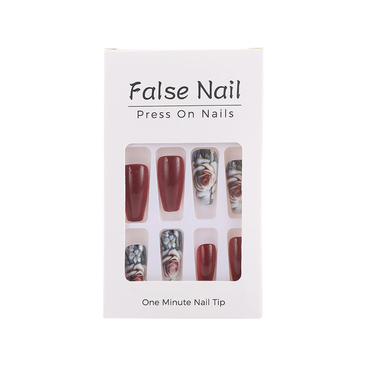Artificial nails with romantic rose pattern Bowlift