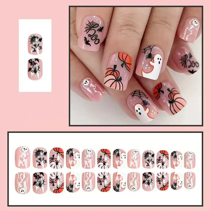 Halloween Artificial Nail Set with Creepy 3D Designs and Spider Decorations Bowlift