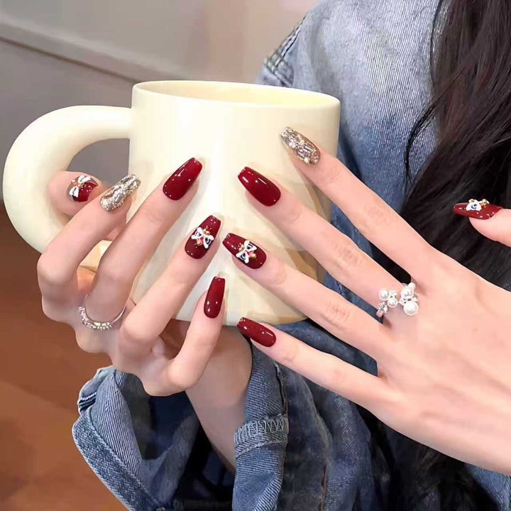 Decoratively Designed Press-On Nail Extensions