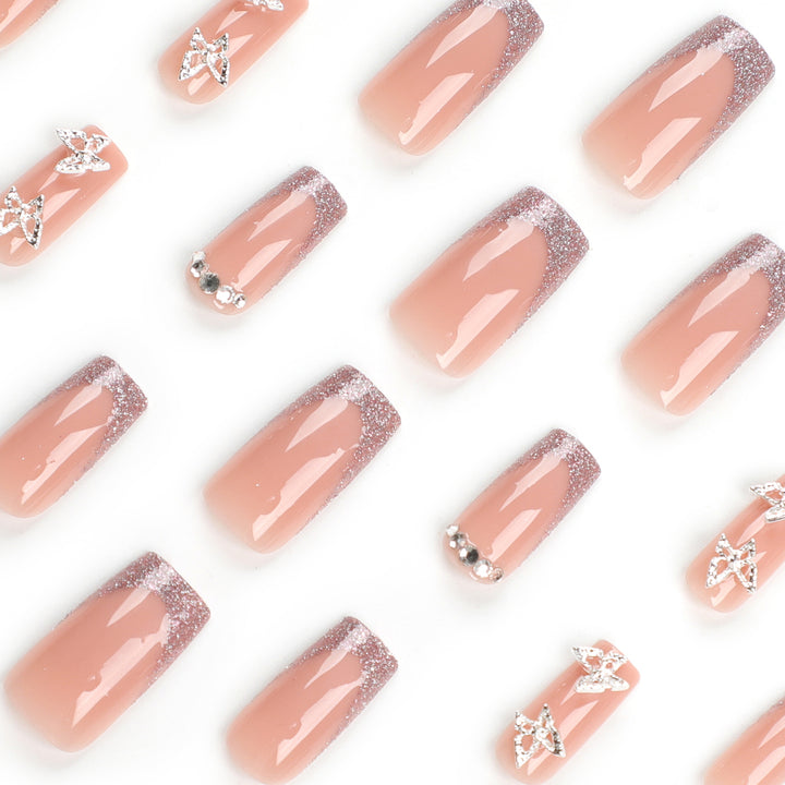Artful Nail Extensions with Glitter and Decorative Accents Bowlift