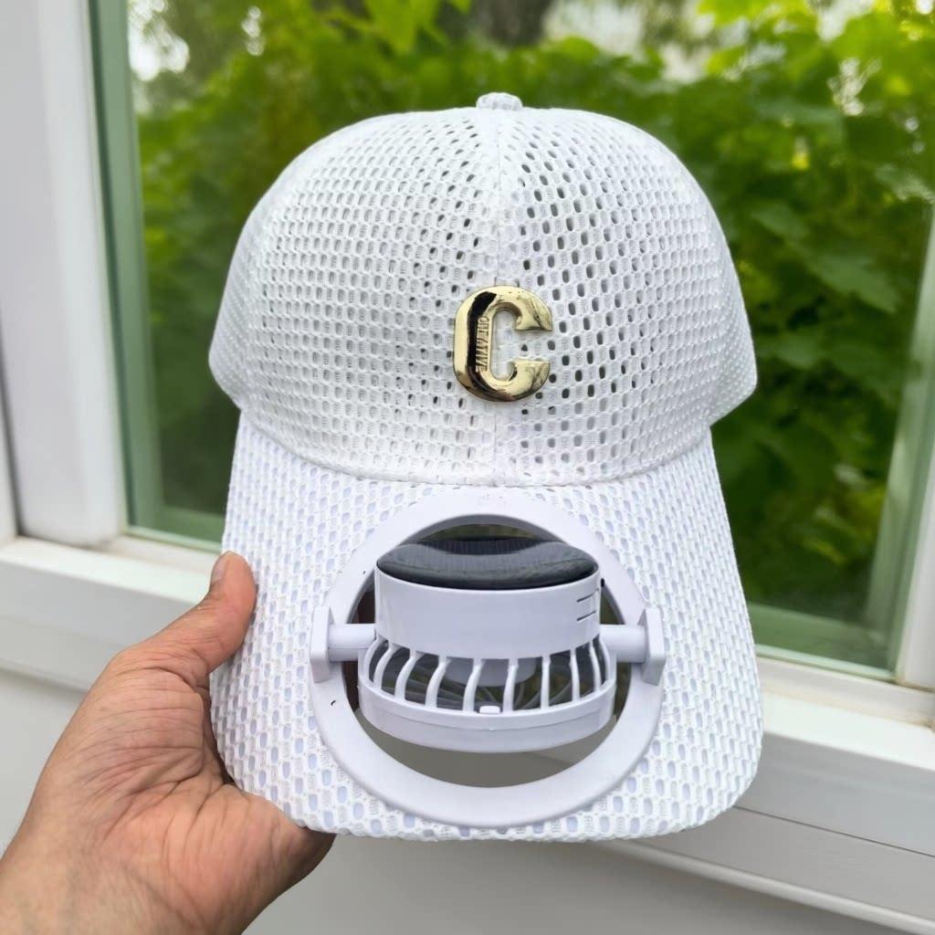 Breathable baseball cap with rechargeable fan in the visor and mesh insert Bowlift