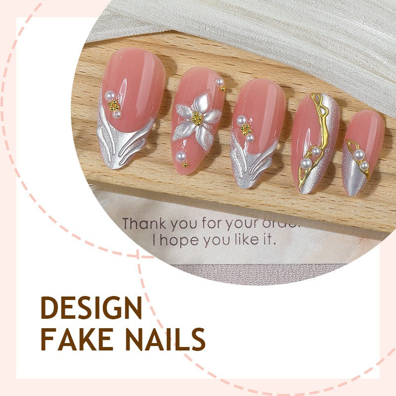 Creative Nail Art Set with Elegant Floral and Glittering Decorations Bowlift