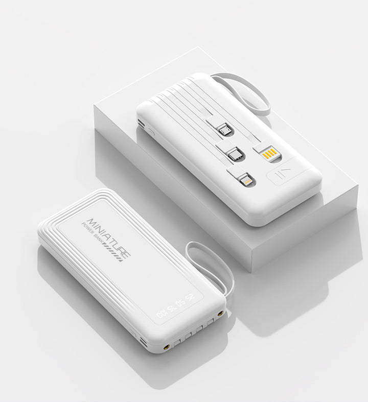 Compact power bank with integrated cables and digital charging display Bowlift