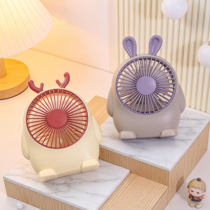 Women's Portable Mini Fan with Animal Design and USB Connection Bowlift