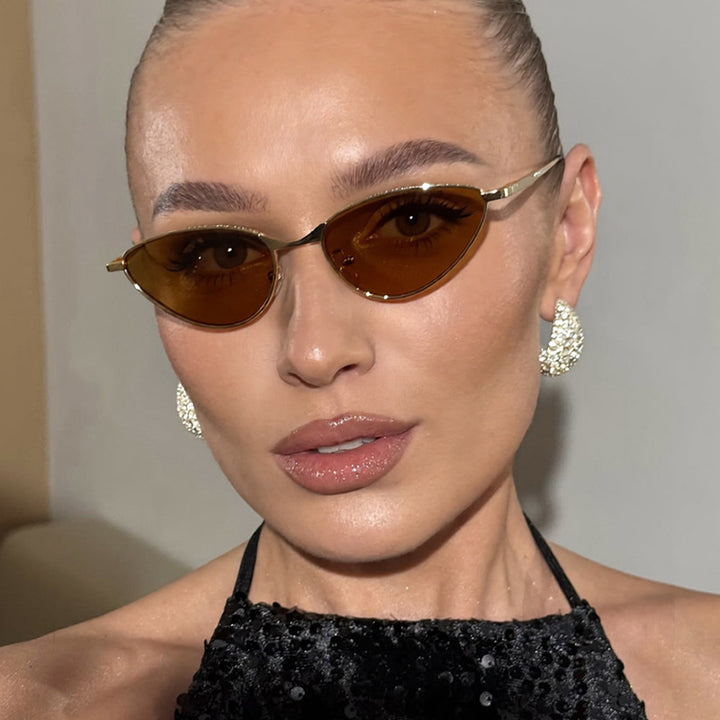Ladies Cat-Eye Sunglasses with Rhinestone-Embellished Frame and Protective Lenses Bowlift