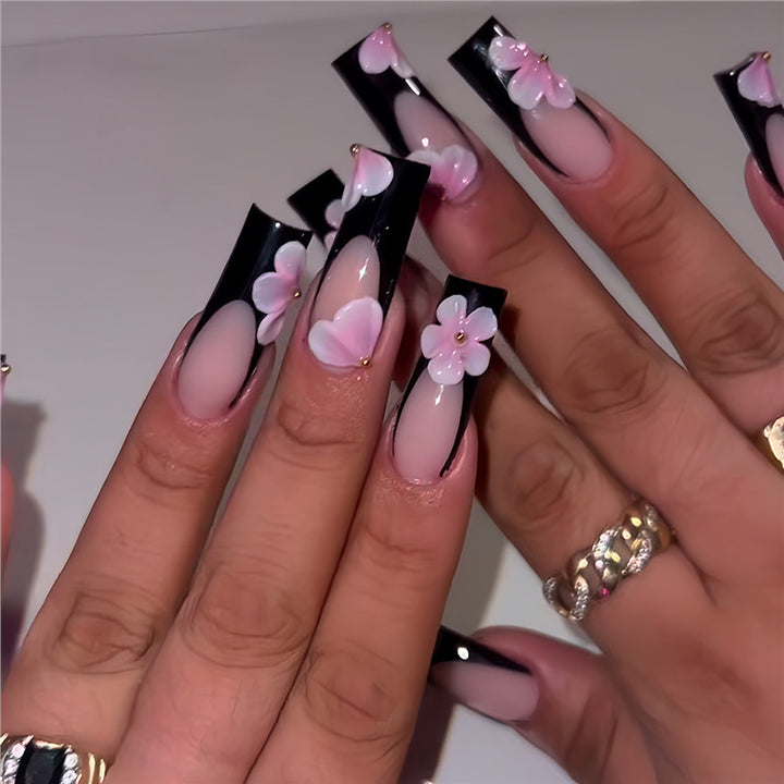 Floral-Embellished Long Press-On Nails Bowlift
