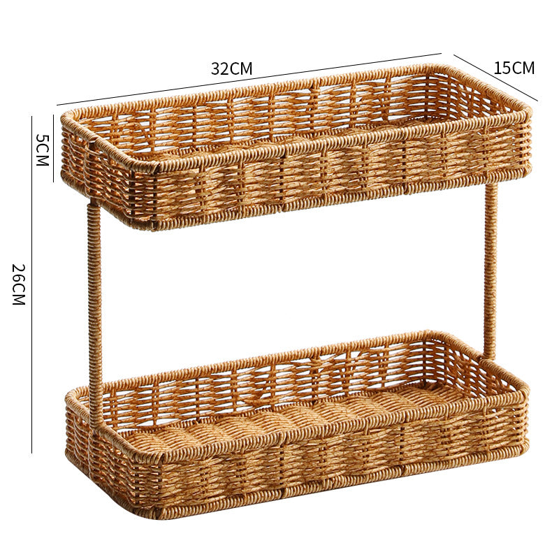 Multi-Tiered Wicker Storage Display Tray Bowlift