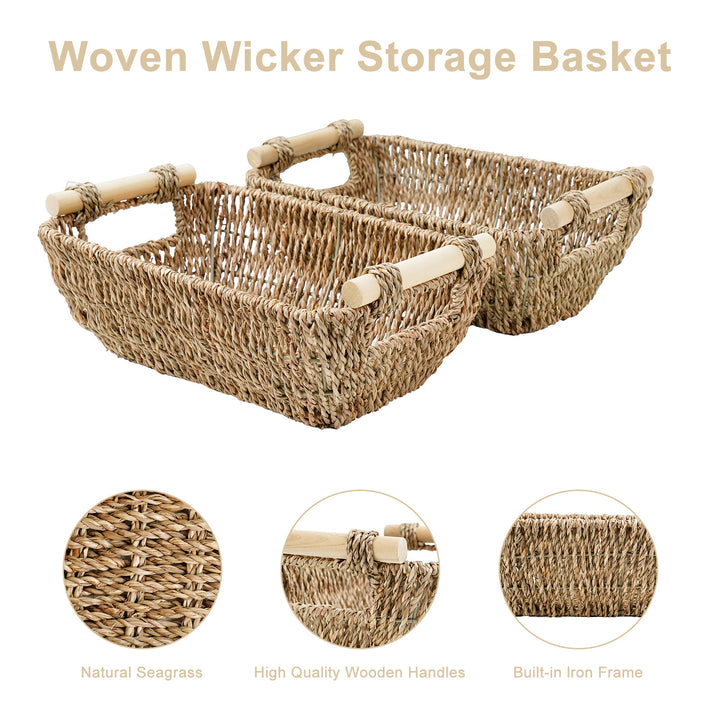 Natural Fiber Storage Basket with Handles Bowlift