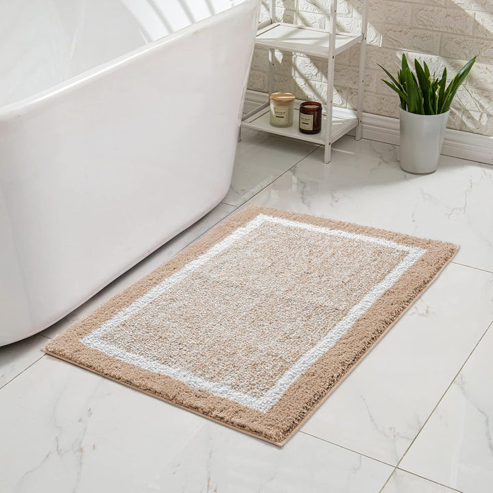 Plush Memory-Foam Non-Slip Checkerboard Bath Rug Bowlift
