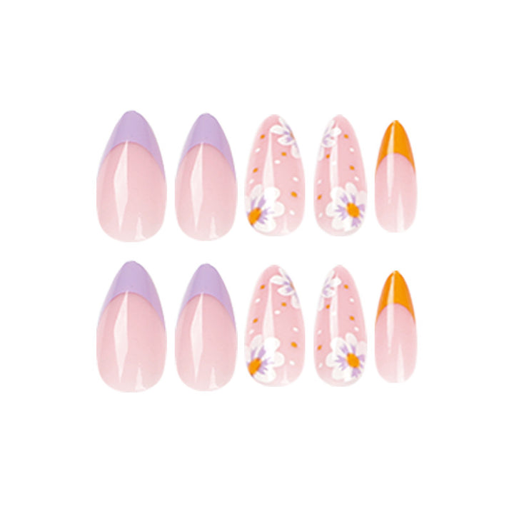 Artful nail art with floral accents and gradient colors Bowlift