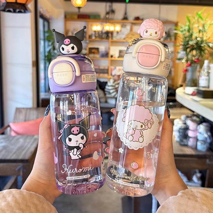Women's water bottle with interactive lid and cute character design Bowlift