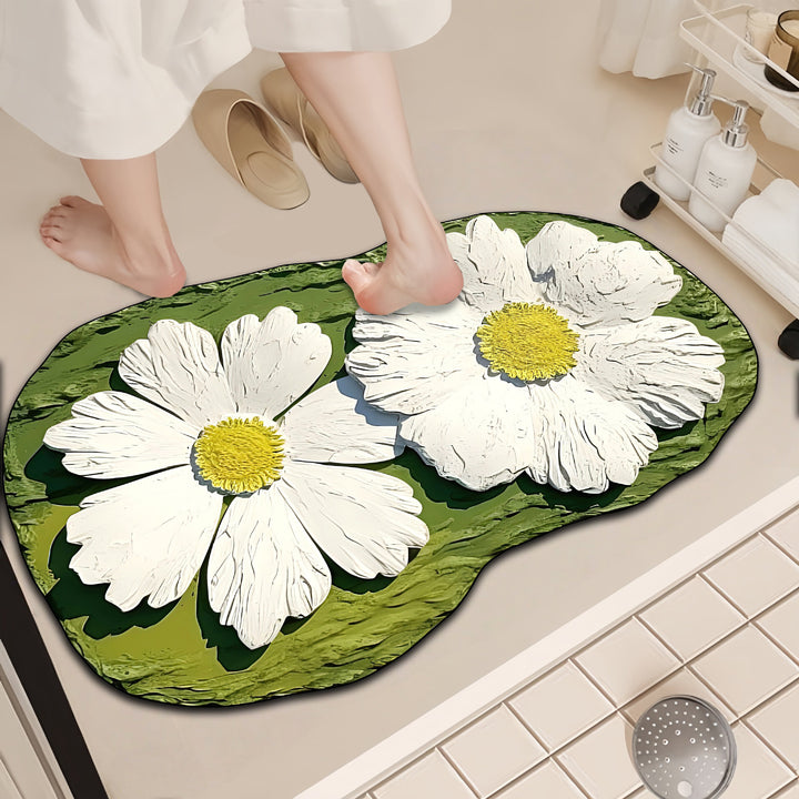 Luxurious Floral Design Bath Mat Bowlift