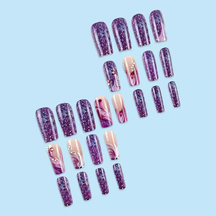 Acrylic nail set with luxurious color gradients and sparkling accents Bowlift
