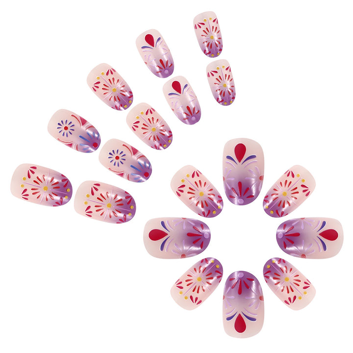Decorative Floral Design Press-On Nails Bowlift