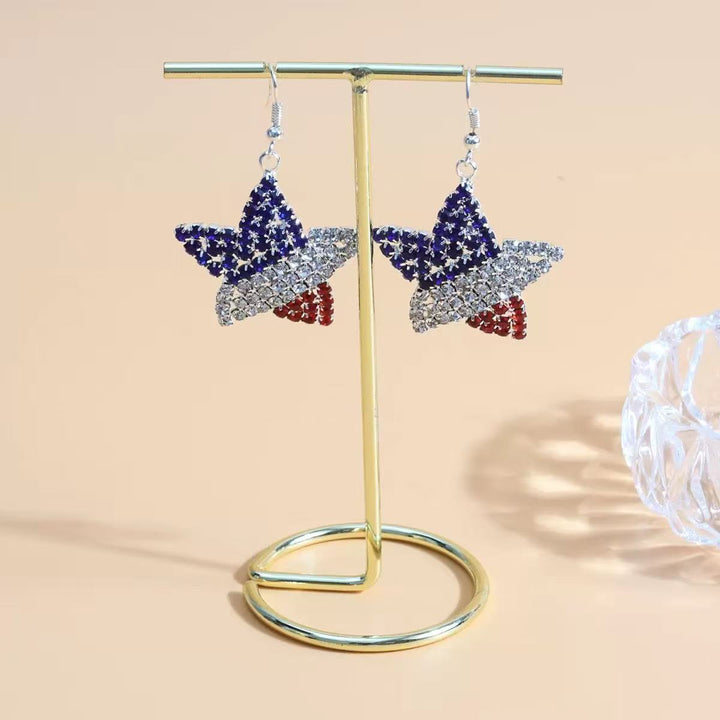 Women's heart-shaped rhinestone statement earrings with multi-row crystal embellishments and fishhook closure Bowlift