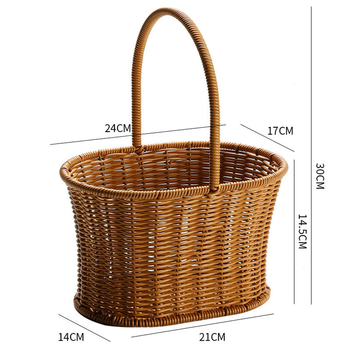 Decorative Woven Storage Basket with Mushroom Emblem Bowlift