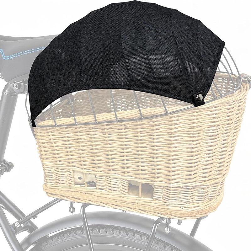 detachable breathable mesh canopy for front bicycle wicker basket with snap fasteners Bowlift