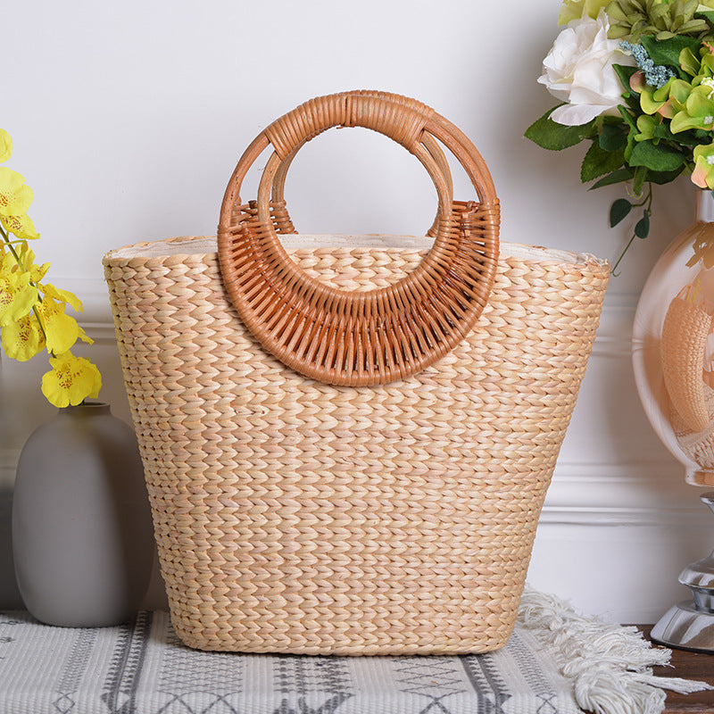 Women handcrafted beach bag with braided handles Bowlift