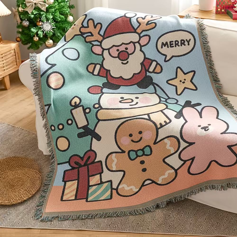 Festive Holiday-Themed Throw Blanket