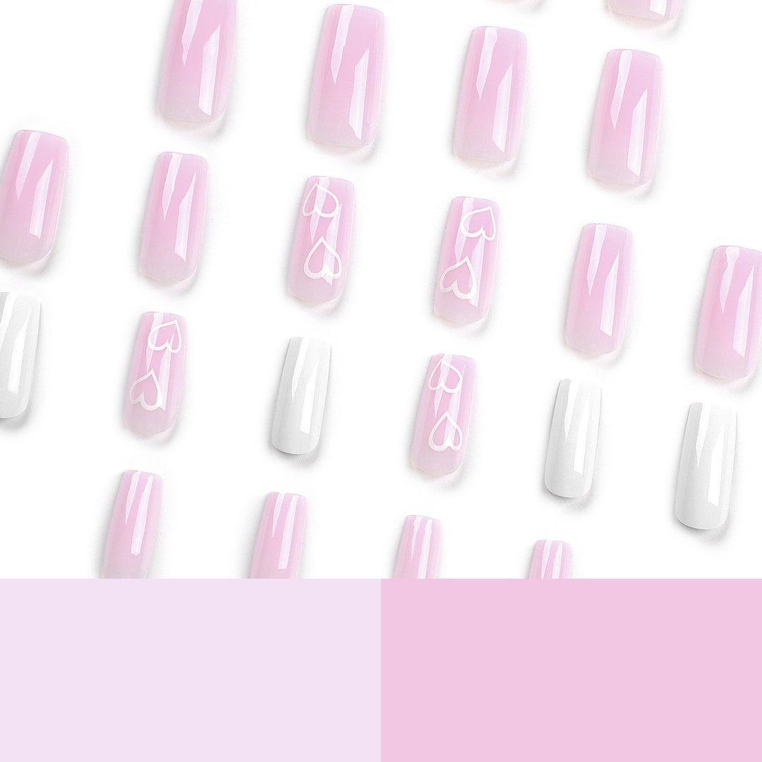 Artful Nail Extensions with Heart Patterns Bowlift