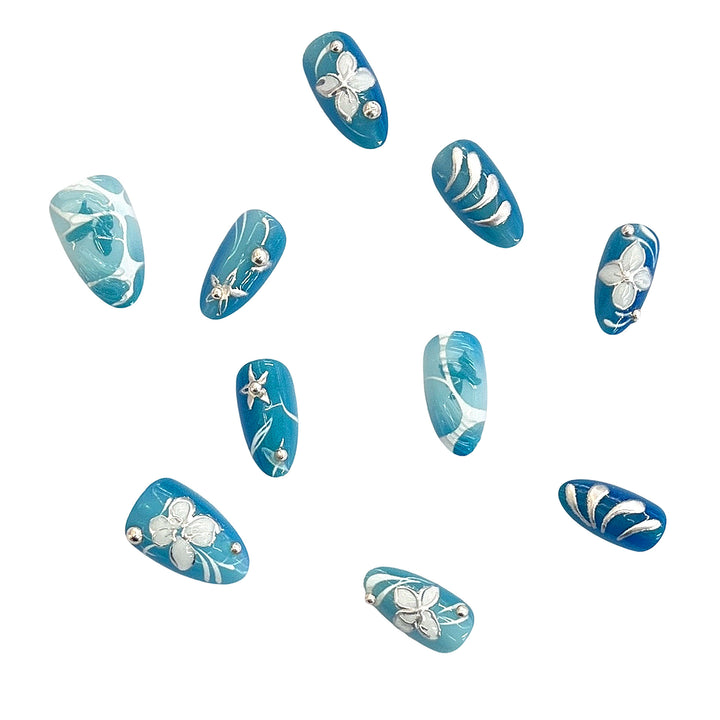 Artistic Floral-Patterned Press-On Nail Set Bowlift