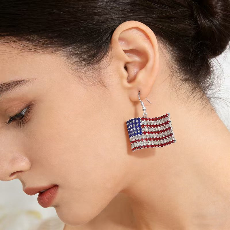 Women's heart-shaped rhinestone statement earrings with multi-row crystal embellishments and fishhook closure Bowlift