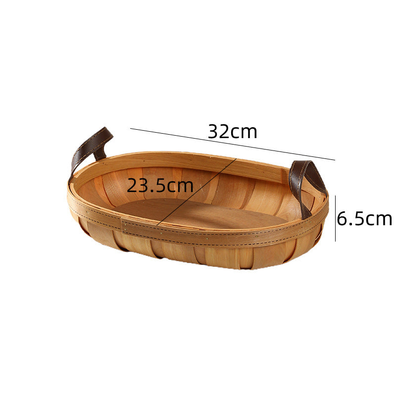 Unisex Handcrafted Basket with Leather Handles Bowlift
