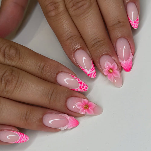 Artistic Floral-Designed Press-On Nails Bowlift