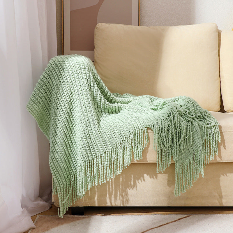 Luxurious Textured Fringe Throw Blanket