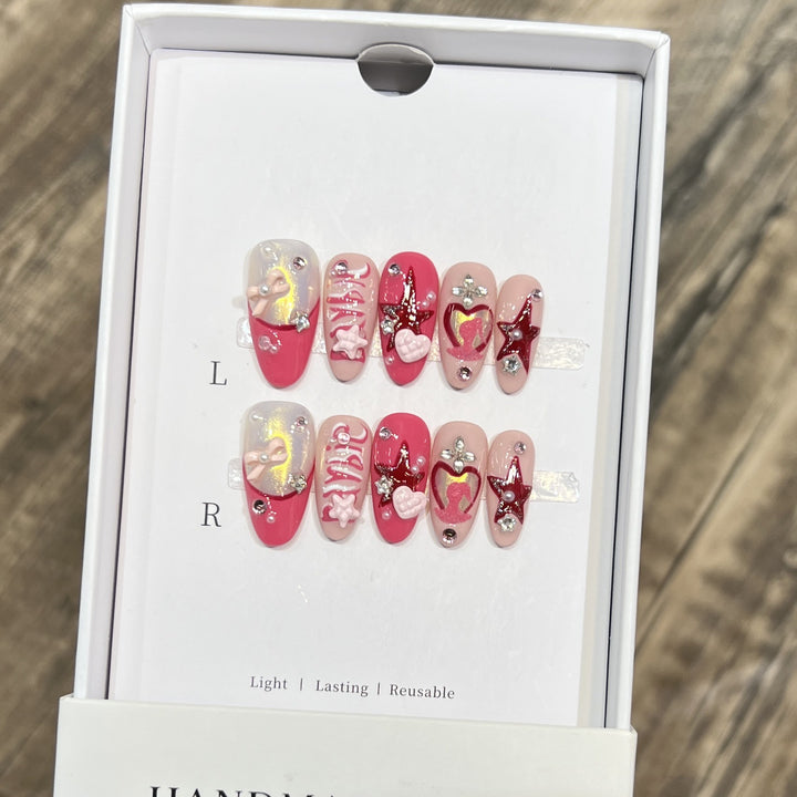 Themed Press-On Nail Art Set with Hello Kitty Designs Bowlift