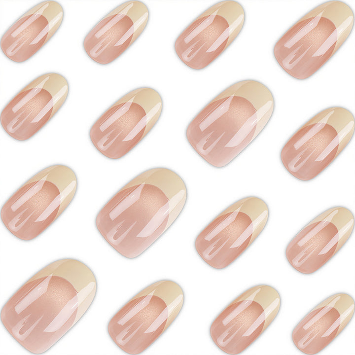 Glossy French Tip Press-On Nails Bowlift