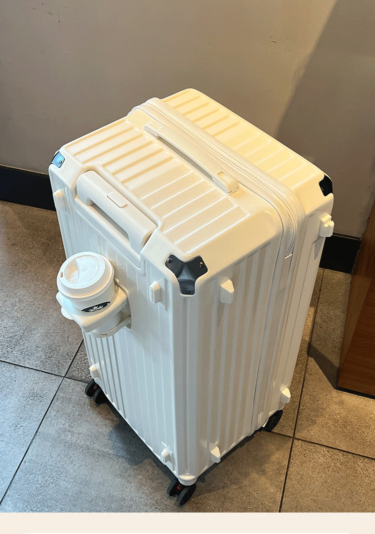 Unisex Multi-Functional Hard Shell Luggage with Beverage Holder Bowlift