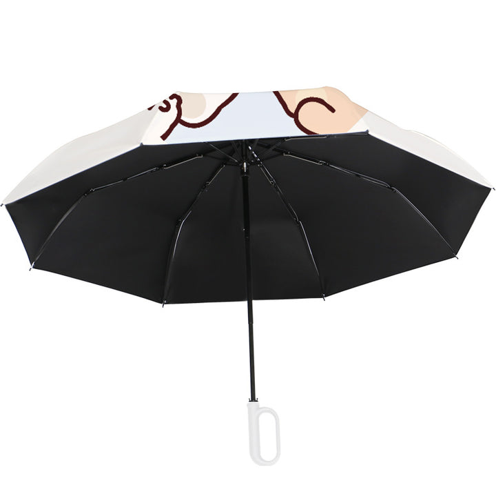 Ladies folding umbrella with playful animal motif Bowlift