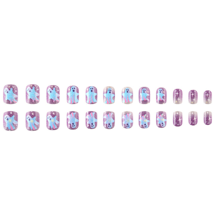Artistic Ghost-Themed Press-On Nails Bowlift