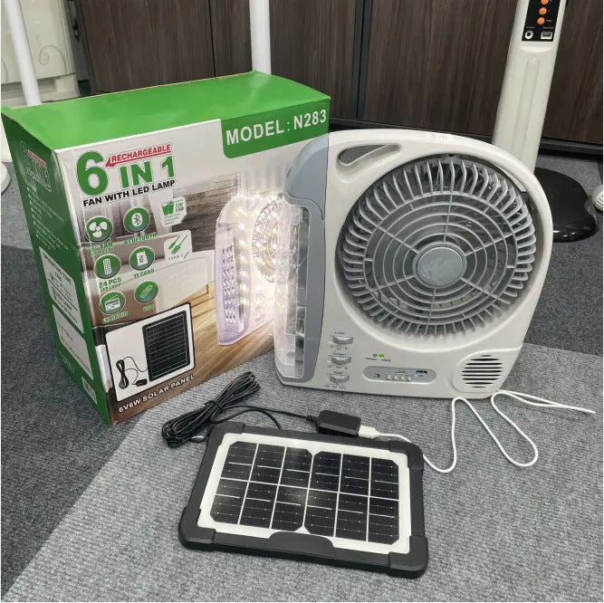 Unisex portable solar-powered fan with LED lamp Bowlift