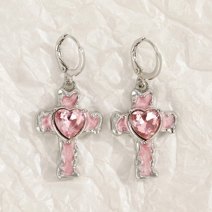 Heart-Inspired Cross Dangle Earrings Bowlift