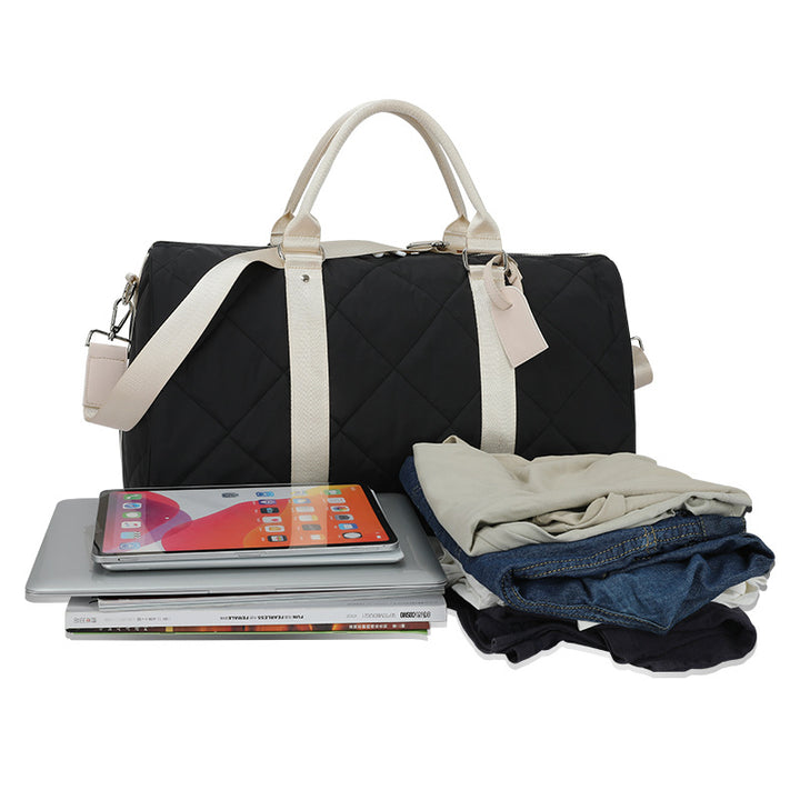 Quilted Travel Duffel Bag with Adjustable Strap Bowlift