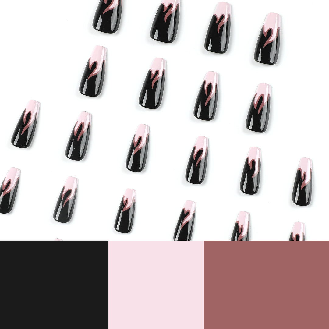 Artistic nail extensions with gradient and flame design Bowlift