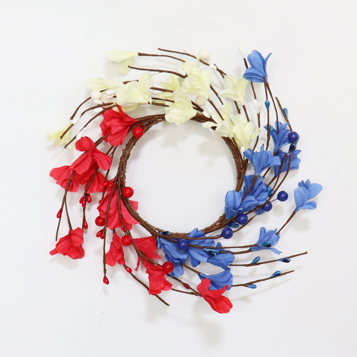 Unisex handmade flower crown for wall and door made of artificial flowers on a wicker base Bowlift