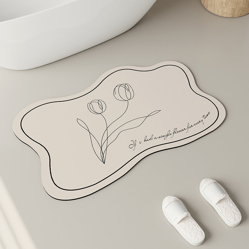 Elegant Floral Design Bath Mat Bowlift