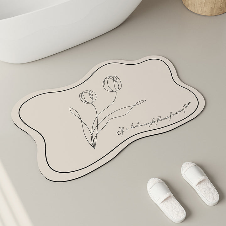 Elegant Floral Design Bath Mat Bowlift