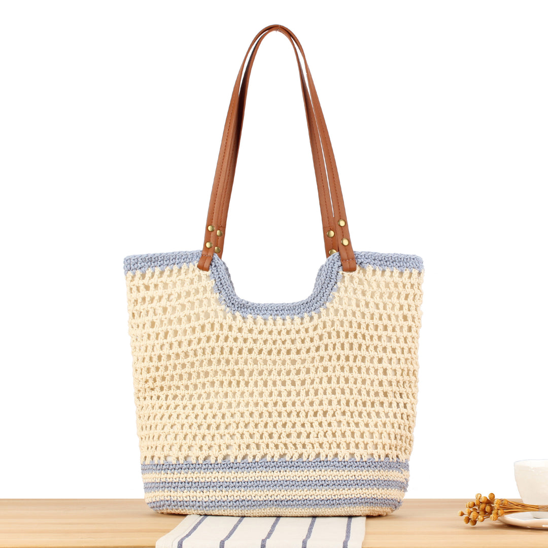 Stylish Macrame Tote Bag with Sturdy Leather Handles Bowlift