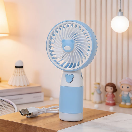 Women's Portable Hand Fan with Cute Bear Design Bowlift