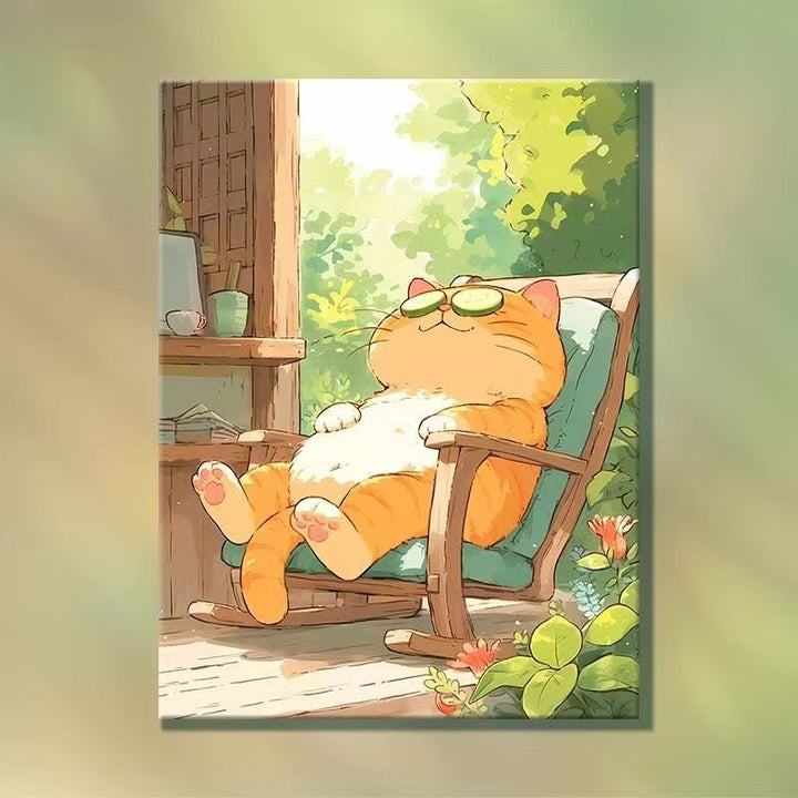 Playful Cartoon Cat Illustration Wall Art Bowlift