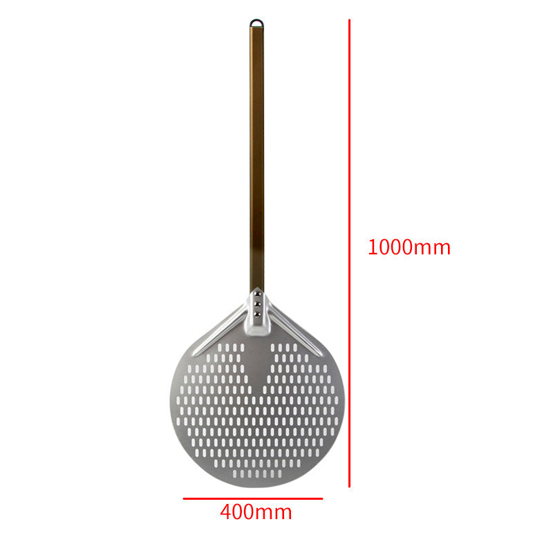long wooden handled round aluminum pizza peel with reinforced neck Bowlift