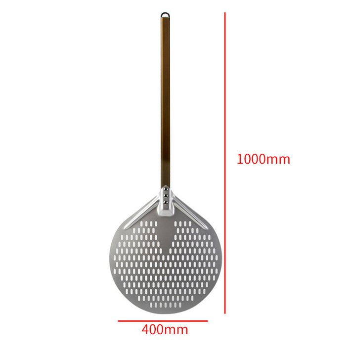long wooden handled round aluminum pizza peel with reinforced neck Bowlift